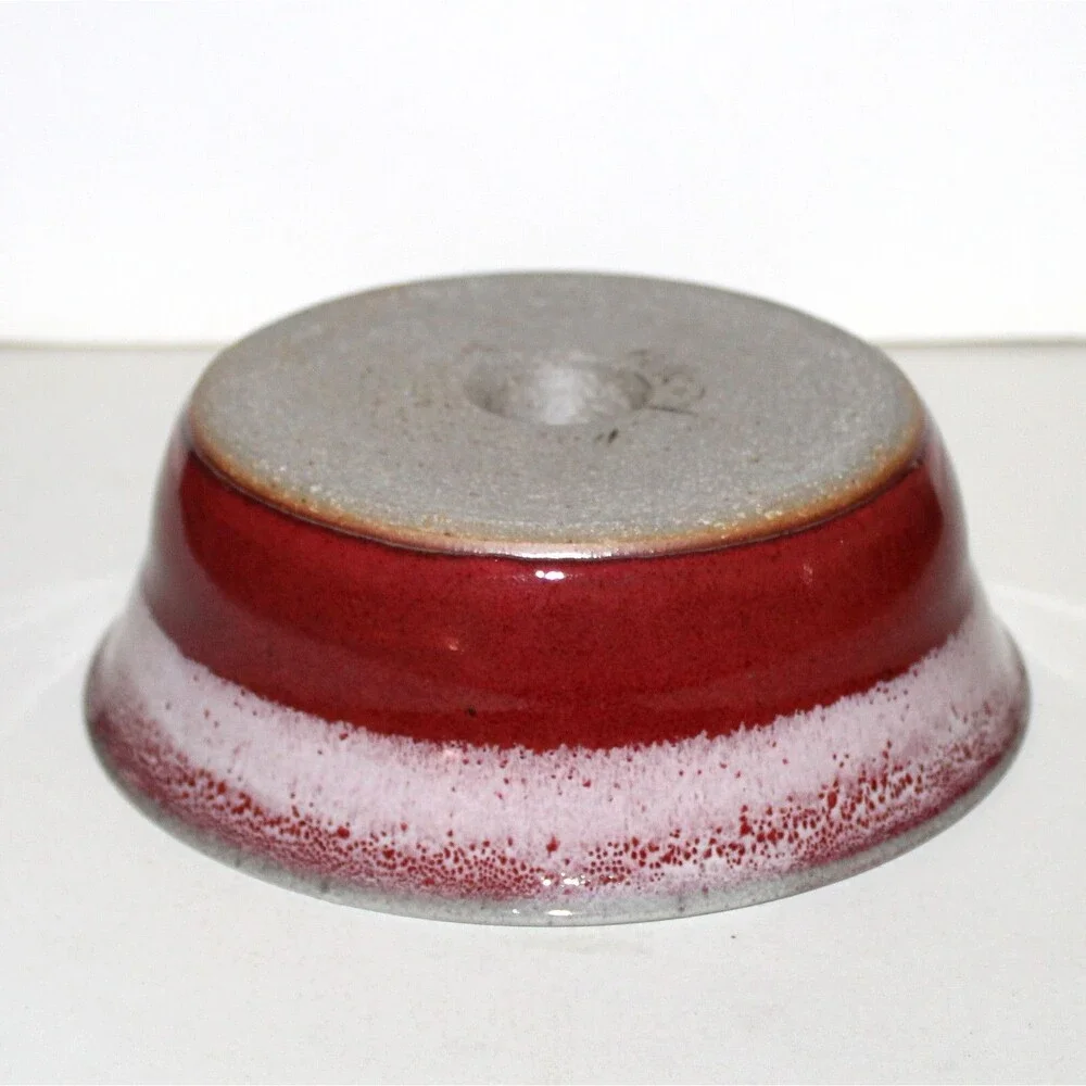 Alewine Pottery TN US Apple Baker red pink ivory 2011 stoneware ceramic handmade